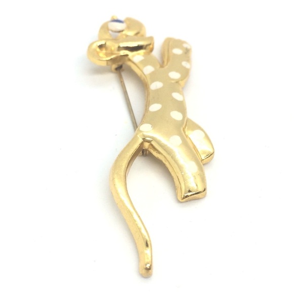 3/$30 VINTAGE MONET DOG BROOCH SPOT POLKA DOT MCM MID CENTURY MODERN GOLD TONE - Picture 10 of 17